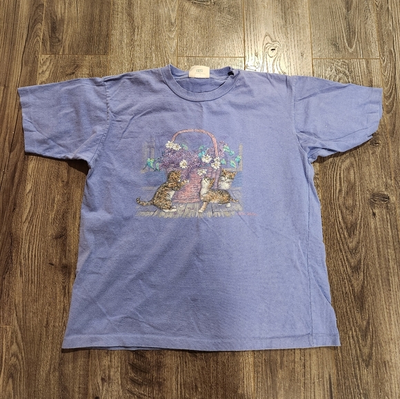 Northern Reflections Tops - 272-Vintage Purple Graphic Cat Basket Tee